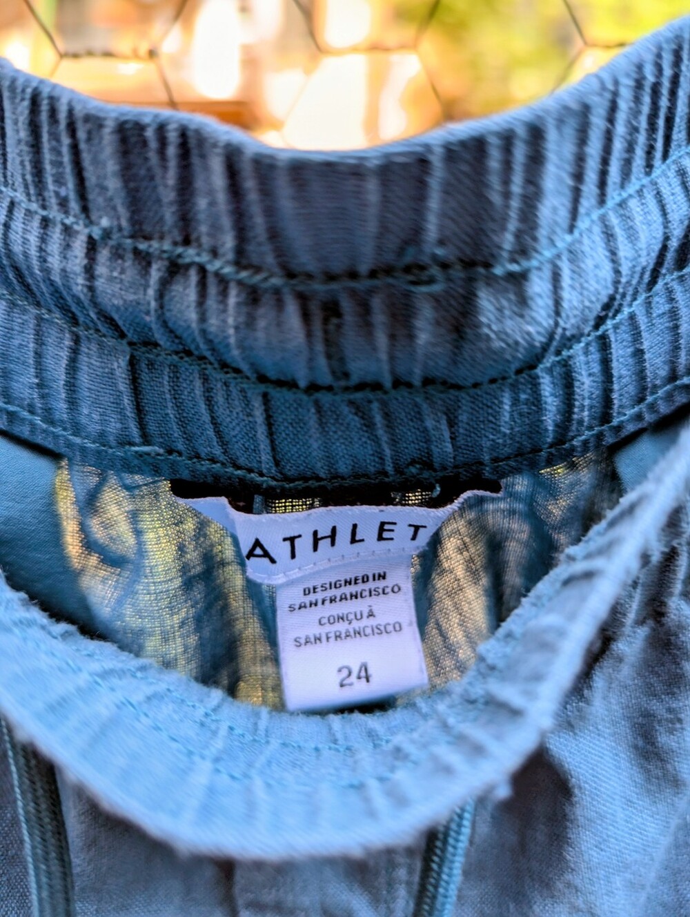 Plus Size Athleta Linen Wide Leg Pants | Size 24 | Turquoise | Drawstring - Picture 2 of 12